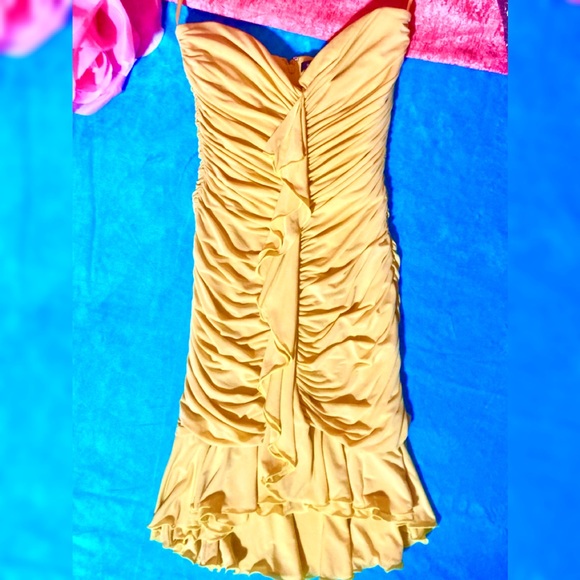 BCBG MaxAzria lemon chiffon ruched dress - Picture 9 of 10